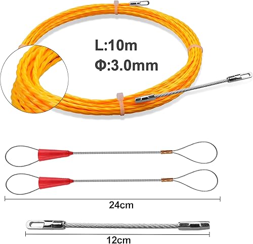 Kabeleinziehhilfe 30m, 4,5 mm Zugdraht Einziehspirale,Einziehhilfe Kabel Einzugshilfe,mit 2 Führungsfedern Einziehfeder,Kabelziehhilfe Einzugsfeder Einziehband - Cheap-Us