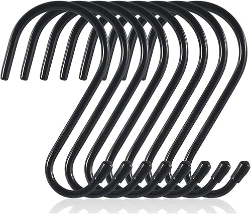 RVLZKCPG 8 Stück S Haken Groß 15CM Edelstahl haken zum einhängen Belastbar bis 30KG S-haken Schwarz Vinylbeschichtet Schwerlasthaken Metallhaken Anti-Rost Haken für Küche Badezimmer Schlafzimmer Büro - Cheap-Us