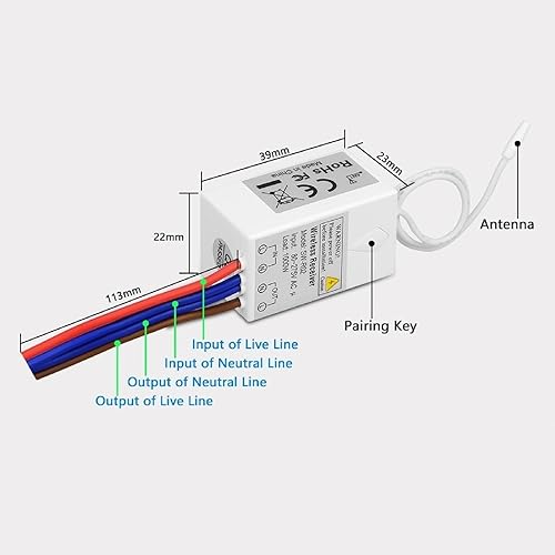 Thinkbee 230V Funkschalter Set mit Fernbedienung MINI Kabelloser Lichtschalter Wasserdicht Wireless Schalter für In/Außen Lampe 1000W Installierbar/Tragbar Funktaster 60.0000 Mal Verwendbar-2 Knöpfe - Cheap-Us
