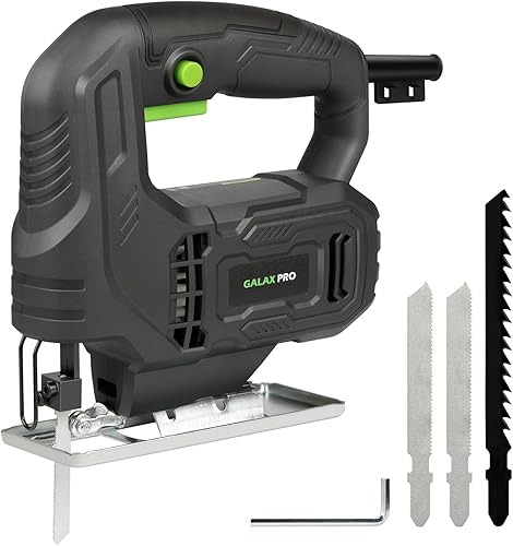 GALAX PRO 400W Stichsägen，3000 U/min, ±45° Winkelschnitt, Feststellknopf, mit für Holz und Metall geeigneten Klingen - Cheap-Us
