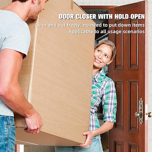 MARIE Türschließer Automatischer mit Feststellfunktion, EN2/3/4 Obentürschließer Hydraulischer Puffer Geschlossen für Innentür & Außentür 60-85 kg mit Videoinstallation EN1634-1 Zertifizierung Braun - Cheap-Us