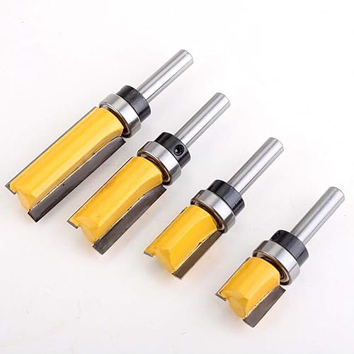 KATSU 4 Stück Bündigfräser mit 8mm Schaft, Kopierfräser Oberfräser Nutfräser Stabfräser, Holzschneider Profifräser Holzbearbeitungs Schneidwerkzeug, Holz Fräser Router Bit 133308 - Cheap-Us