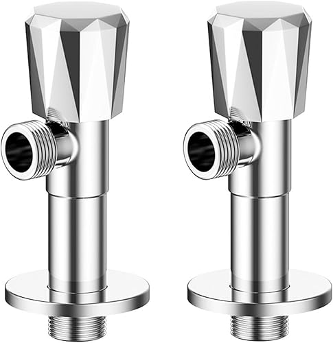 TYMYW Eckventil Selbstdichtend [2Er-Set] 1/2 Zoll Messing Verchromt für Warm- und Kaltwasserleitungen - Cheap-Us
