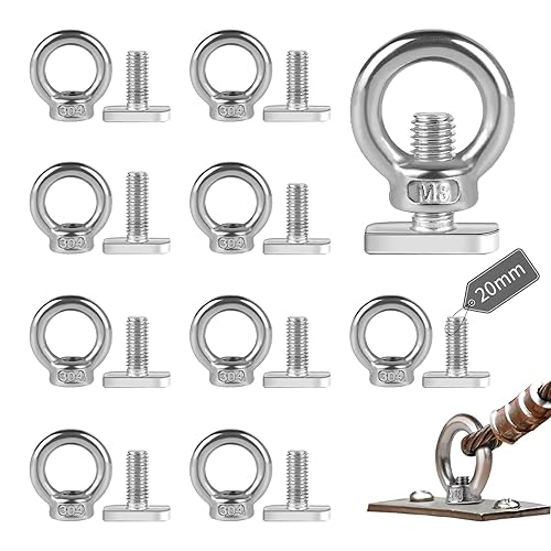 EXLECO 10 STK M10 Ringmutter M10*25mm Hammerkopfschrauben Edelstahl Ringschrauben Schraubösen Augenschraube Ösen Edelstahl Augenmutter Pflanzenhalter Zurrösen für Anhänger Gewächshaus Gurken Rankhilfe - Cheap-Us