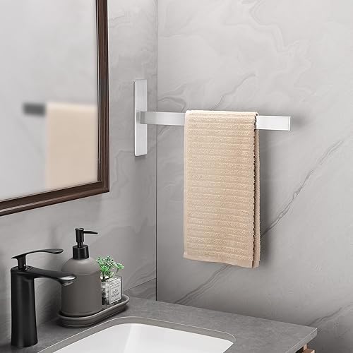 Dvocel Handtuchhalter Bohren Eckig Handtuchstange Doppelt 304 Edelstahl Silber Handtuchalterung Zweiarmig Handtuchhalter Wand für Bad und Küche 39CM - Cheap-Us