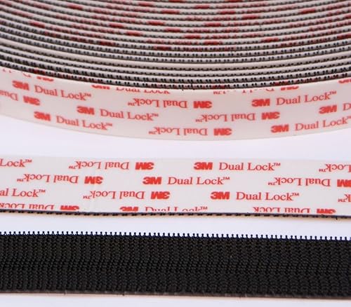 VHB 3M Dual Lock Klebeband-Pads, schwarz, strapazierfähig, selbstklebend, 25 mm breit, SJ3550, sehr hohe Bindung, für den Innen- und Außenbereich geeignet. (3 Meter) - Cheap-Us