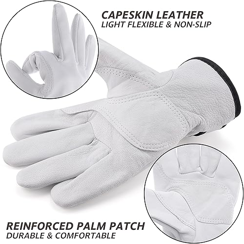 EINSKEY Arbeitshandschuhe aus Ziegenleder für Damen & Herren – Dornenfeste Gartenhandschuhe, Robust für Baustelle, Holzarbeiten, Schweißarbeiten, Rosen schneiden und Haushalt - Cheap-Us