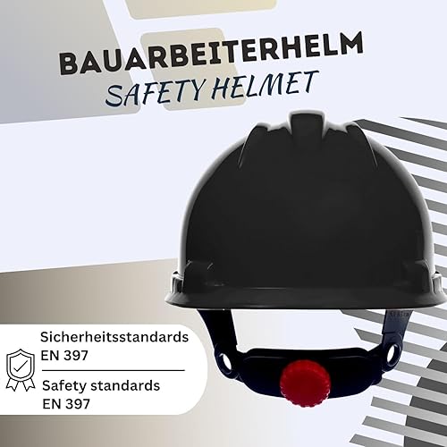BBU Bauhelm SP200T Schutzhelm Bauarbeiterhelm - EN 397 Zertifiziert, Leicht & Belüftet, HDPE, 4-Punkt-Befestigung, Kurzes Visier, Schraubenverstellung, 348g, Zubehör-Öffnungen - Cheap-Us