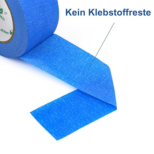 BOMEI PACK 2 Rollen Blau Kreppband 48mmx50 m - Universal Kreppband für Malerarbeiten und Dekoration Malerkrepp - Leicht Abnehmbar Abklebeband - Malerband Wasserdicht Blau - Cheap-Us