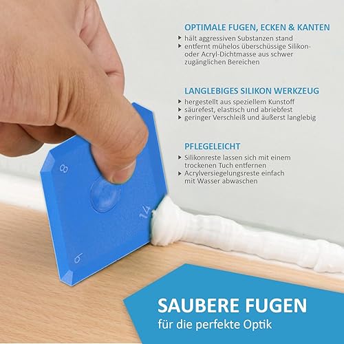 My Plast Fugen-Glätter – professioneller Fugen-Spachtel für Silikon, Silikonfugen und Acrylfugen, Abzieher für perfekte Fugen, Set 5-teilig, 1 x 5 Stück, Gelb - Cheap-Us