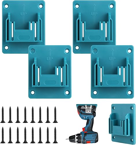 4 Stück Wandhalterung Werkzeughalter für Makita 18V Elektrowerkzeug, Elektrowerkzeug Bohrwerkzeuge Halterung mit 16 Schrauben, Blau-Grün Bohrerhalter Wandhalterung für Werkstatt und Garage, 14,4/18V - Cheap-Us