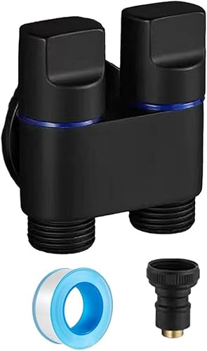 G1/2 1-in-2 Out Dual Control Ventil, Waschmaschine Wasserhahn WC Dreieckventil für Waschmaschine (grau) - Cheap-Us