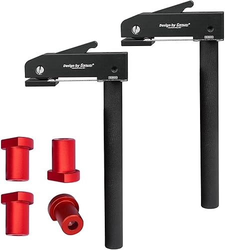 2 Stück Niederhalter 20mm Set, Mit 4 Tischkarten aus Aluminiumlegierung, Verstellbare Bankhaken, Desktop Klemmzwingen, für Klemmholz, Tische, Hocker - Cheap-Us