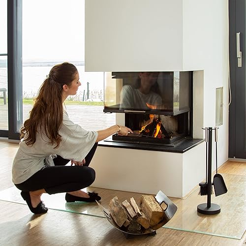 Relaxdays Kaminholzkorb Edelstahl, Feuerholzkorb modern, Kaminholzschale Metall, Holzlege, HxBxT 19 x 37 x 33 cm, silber - Cheap-Us