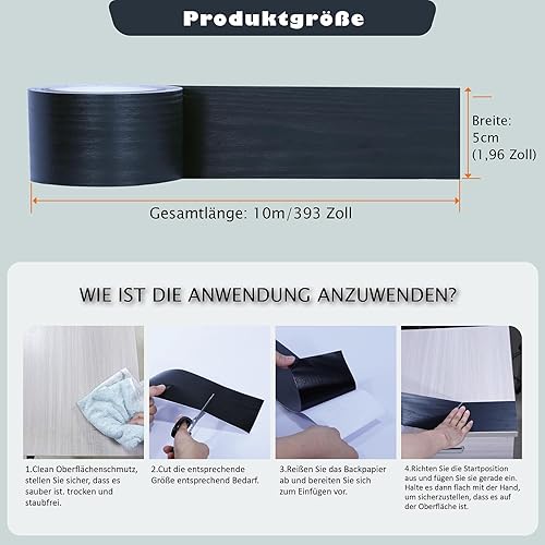 FEILAYS Holzoptik Klebeband, Realistische Holzmaserung Reparatur, Selbstklebend Holzmaserung Panzertape für Weichsockelleiste, Türen Bordüre, Wände Tapeten, Möbel, 5cm x 10m - Cheap-Us
