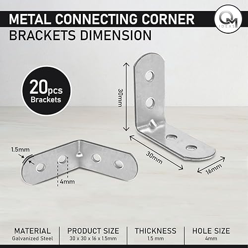 OMIDEAS 20 x Winkelverbinder (100 x 100 x 16) Winkel L Klammern Eckwinkel 90 Grad Lochwinkel Bauwinkel Holzverbinder Metallwinkel Möbel Stuhl Verbinder Verzinkt - Cheap-Us