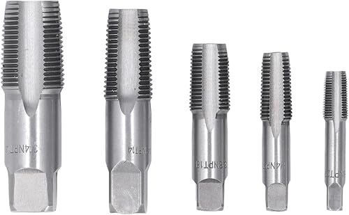 NPT Rohrgewindebohrer Set, 5 Stücke 3/4 1/2 3/8 1/4 Zoll Kohlenstoffstahl Gewindeschneider, Schneiden Rohrgewinde Set mit Aufbewahrungskoffer - Cheap-Us