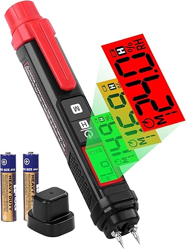 LAOYE Feuchtigkeitsmessgerät Holz Feuchtigkeitsmesser Wand tragbar Holzfeuchtemessgerät mit 7 Kalibrierungsskalen 3-Farb-LCD-Display Stiftform Feuchtigkeitsmesser für Holz Brennholz Wände Baustoffe - Cheap-Us
