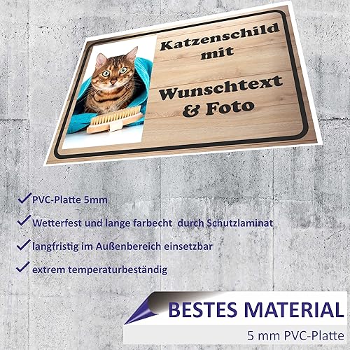 INDIGOS UG - Alu-Dibond Schild - Hund - mit Wunschtext und Foto - Spruch - Design Deko Geschenkidee individuell personalisiert - Hundeschild selbst gestalten - Cheap-Us