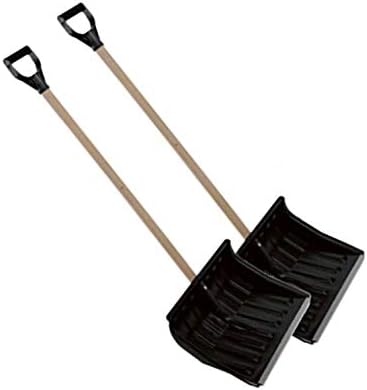 2X Schneeschaufel Schneeschieber Eckig Holzstiel Schwarz 45cm x35cm Kante Aluprofil - Cheap-Us