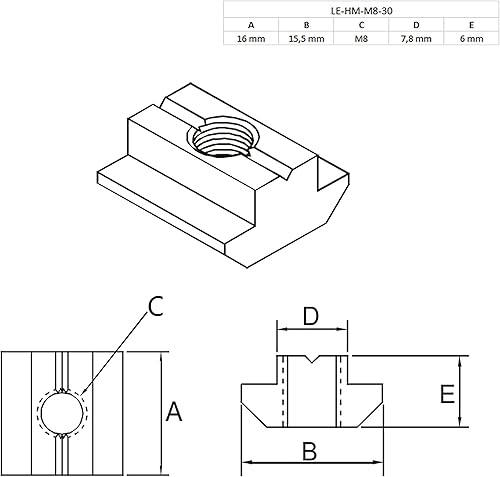Edelstahl Nutenstein schwer Gleitmutter M8 Nut 8 für Aluprofil 30-er - 10 Stück - Cheap-Us