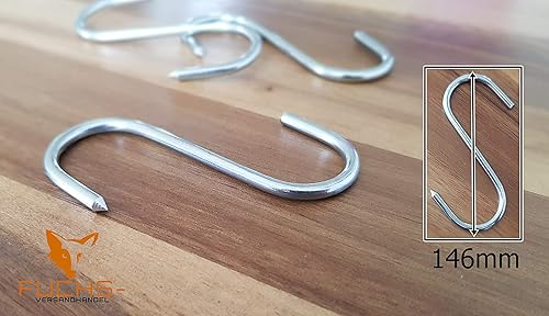XXL Fleischerhaken Edelstahl | Metzgerqualität | 140mm 5 Stück | robust und langlebige Metzgerhaken - Edelstahlhaken sind rostfrei, S-Haken für alle Zwecke, hochwertige Räucherhaken (140mm - 5 Stück) - Cheap-Us