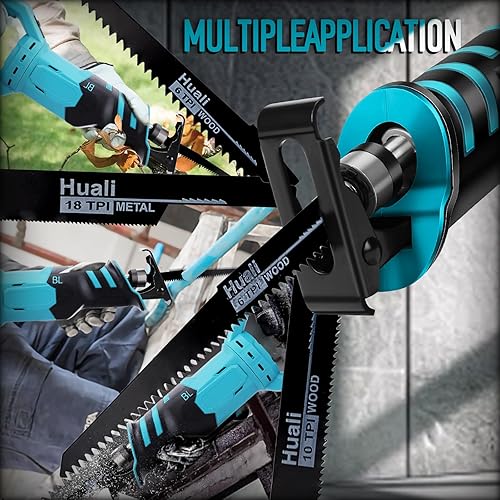 WingFly Akku-Reciprosäge für Makita 18V Akku, Professional Säbelsäge mit 4 Sägeblättern, 3000RPM Elektrischer Säbelsägen mit stufenlosem Drehzahlschalter, Kann Metall, Holz(ohne Akku) - Cheap-Us