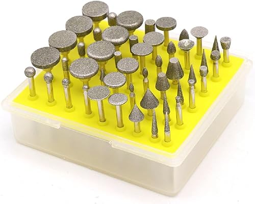 50 Stücke Diamant Fräser Set, 150 Körnung Rotationswerkzeug Zubehör 1/8' Schaft mit Lagerbox für Stein Glas Keramik Schnitzen, Schleifen, Polieren, Gravieren - Cheap-Us
