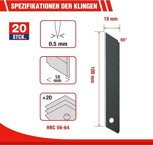 WORKPRO 5 Stück Cuttermesser Set 18mm mit 20 Ersatzklingen aus SK5, Profi Cuttermesser Abbrechklinge Kartonmesser, Mehrzweck Messer Allzweckmesser mit Gummigriff, Schneiden zum Papier, Karton - Cheap-Us