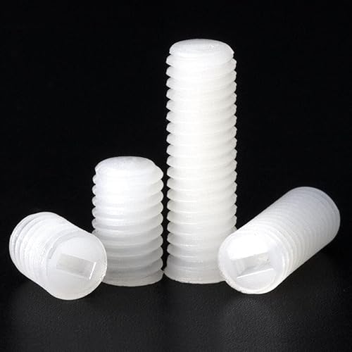 XIOFYA 1 STÜCK M3 M4 M5 M6 M8 Weiß Nylon Kunststoff Schlitz Kopf Set Schrauben Flachpunkt GRUB-Schrauben (Farbe : 50pcs, Größe : M8 x 8mm) - Cheap-Us