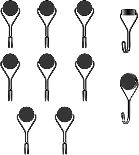 ENLACE 10 Stück Magnethaken Extra Stark,Magnet Haken Neodym für Gadgets,16mm Schwarz Magnethaken Abnehmbar,Klein Magnetischer Haken für Grill,Küche,Schließfächer,Büro,Kühlschränke,hält 5kg - Cheap-Us