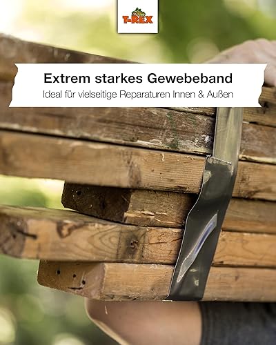 T-Rex Tape 821-25 Gewebeband – Extrem starkes Panzertape – Wasserdichtes Reparaturband für innen & außen – Klebeband zum Reparieren & Befestigen – 25mm x 9,10m - Cheap-Us