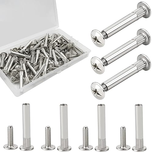 Möbelverbindungsschrauben Schrankverbinder Möbelverbinder Schrauben 60Stk M4 x 31-40mm Möbelschrauben Stahl Vernickelt Hülsenschrauben - Cheap-Us