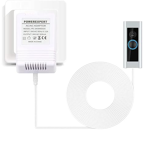 ZAYMDO Türklingel-Transformator, 24 V, 500 mA, weiß, Netzteil-Adapter, Transformator-Kabel, Smart-Home-Zubehör, kompatibel für Ring Türklingel Video Doorbell 2 Pro (3M) - Cheap-Us