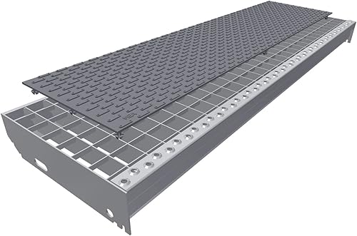 Gitterrostauflage genoppt ca. 800x200 mm grau Gleitschutz R11 - Cheap-Us