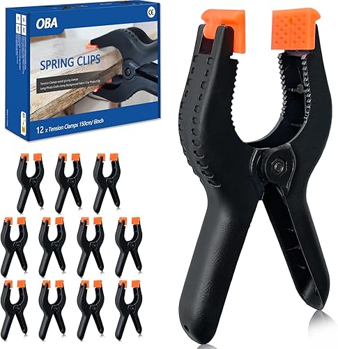 OBA 12 Stück Klemmzwingen 158mm, 6 Zoll Nylon Federklemmen einer Spannweite von 65 mm, Hoher Spannkraft Federklemmen Leimzwingen Klemmzwinge für die Holzbearbeitung, DIY, Fotohintergrund, Fotostudios - Cheap-Us