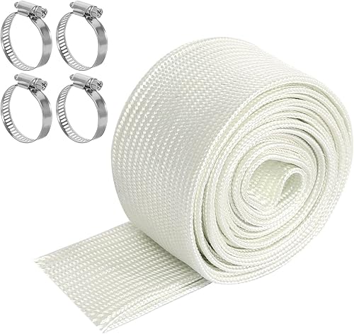 Abgasschlauch für Stromerzeuger, 25mm Hitzeschutzschlauch Standheizung, 300cm Isolierung Schlauch Stromerzeuger High Temp Fiberglass Sleeving mit 4 Clips für Heizungen Air Klimaanlage - Cheap-Us