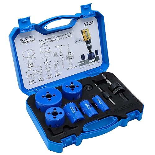 CCLIFE Lochsäge Set Bi-Metall, 18tlg Bimetall M3 HSS-CO Lochbohrer Ø16-76mm | Schnitttiefe 38mm | zum Bohren von Edelstahl Leichtmetall Holz PVC Kunststoff usw. - Cheap-Us
