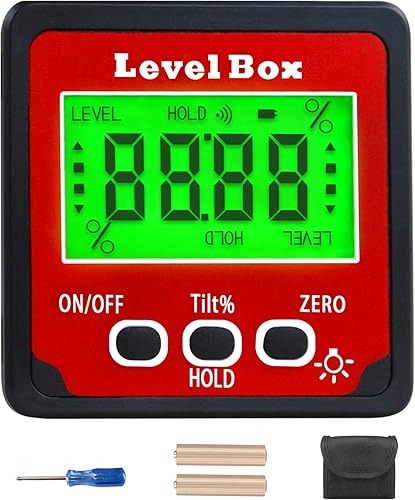 Digital LCD Winkelmesser mit Magnetfuß, IP54 Wasserdicht Neigungsmesser Bevel Box, Level Box Winkelmessgerät Inklinometer (Batterie enthalten) - Cheap-Us