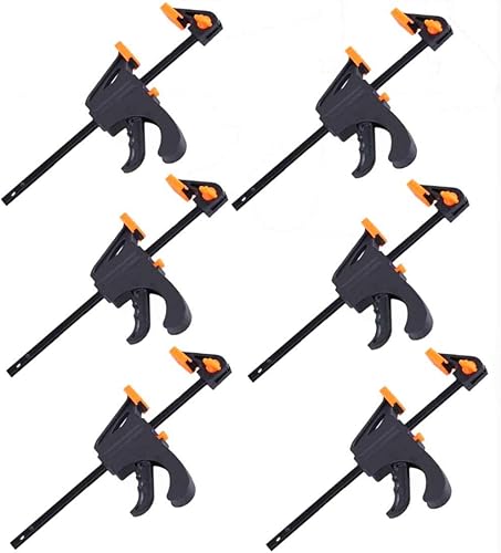 KAHEIGN 6Pcs Quick Grip Klemmen Schnellgriffklemmen, 4-Zoll Ratschenstangenklemmen Einhandstangenklemme für Holz Schnelle und einfache Klemmung - Cheap-Us
