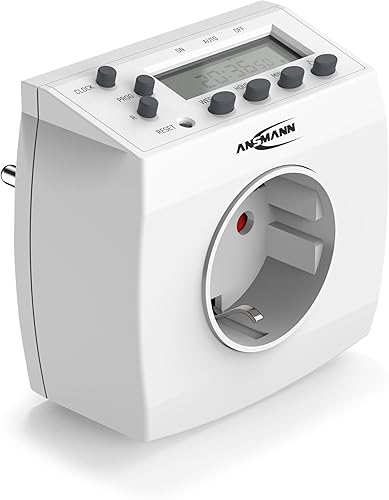 ANSMANN Zeitschaltuhr, Wochenzeitschaltuhr AES5, LCD-Display, 3680W, Digitale Zeitschaltuhr mit 8 Schaltzeiten, Zufallsfunktion, Sommerzeitschaltung - Cheap-Us