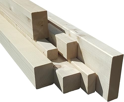 KVH Konstruktionsvollholz Holzbalken Balken Latte gehobelt Kreuzrahmen Hobelware (60x60mm, 120cm) - Cheap-Us