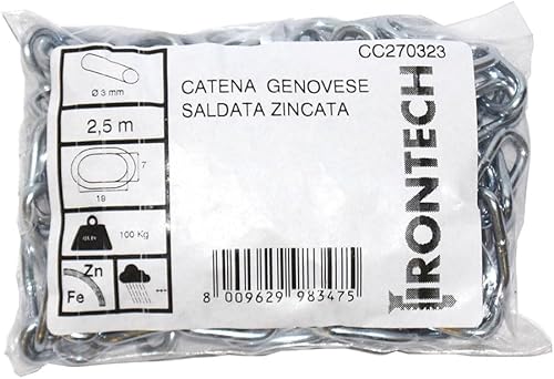 Vorgeschnittene Kette aus verzinktem Stahl, Durchmesser 3 mm. - Cheap-Us