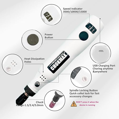 CHOKMAX Mini Multifunktionswerkzeug, 3.7 V Li-Ion Mini-Drehwerkzeug-Set mit variabler Geschwindigkeit, 42pcs Zubehör-Set Elektrische Drehschleifmaschine zum Polieren, Reinigen und Gravieren - Cheap-Us
