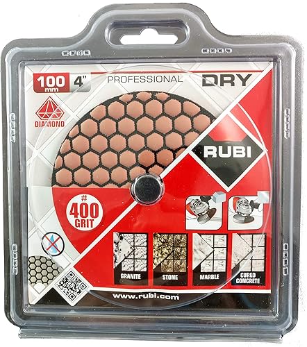 Rubi Diamant Schleifpad zur Trockenpolitur | Ø 100 mm Klettaufnahme | M14 | verschiedene Körnungen (Körnung 400) - Cheap-Us