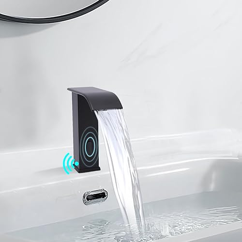 Automatische Infrarot Sensor Wasserhahn, Heißes und Kaltes Wasser Infrarot Sensor Waschtischarmatur, NPT1/2 '' Wasserhahn Bad für Küche, Toilette Automatische Armatur (Schwarz) - Cheap-Us