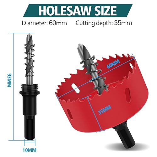 JatilEr 110MM Lochsäge, Lochsägen Set Kit Durchmesser Hochleistungs-Lochschneidöffner Bimetall-Lochsäge für Holz Aluminium Eisenblech Rohr Kunststoff usw (rot) - Cheap-Us