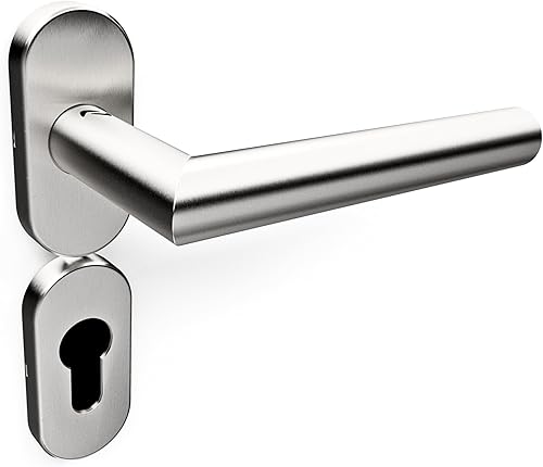 Sempro Felix Oval - Drückergarnitur aus rostfreiem Edelstahl für Gartentore, flexibler Schraubenabstand von 45 bis 50mm - Cheap-Us