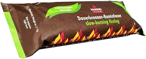 10 Stück KaminoFlam® Dauerbrenner-Kaminfeuer, 100% nachwachsende Rohstoffe, für Kaminofen, Kachelofen, Holzofen - Cheap-Us