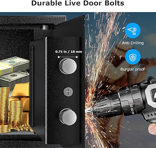 Geldtresor, Bonsaii Tresor, 6.6L Kleiner Safe für Zuhause mit Elektronischem Tastenfeld, Versteckter Sicherheitssafe mit Schlüssel aus Stahlkonstruktion, Mini Tresor für Zuhause, Büro, Hotel - Cheap-Us